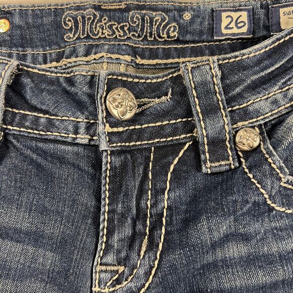 Miss Me Signature (Low) Rise Skinny Embellished Jeans Crystal Angel Wngs Size 26 - Picture 6 of 14